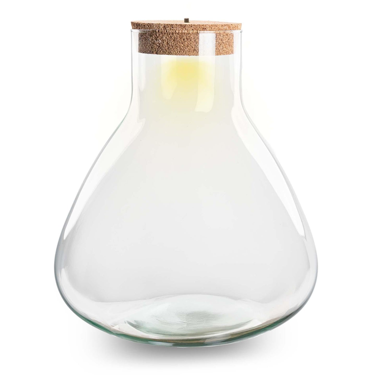 Terrarium fles - Erlenmeyer XL met verlichting in kurk - 32 cm hoog