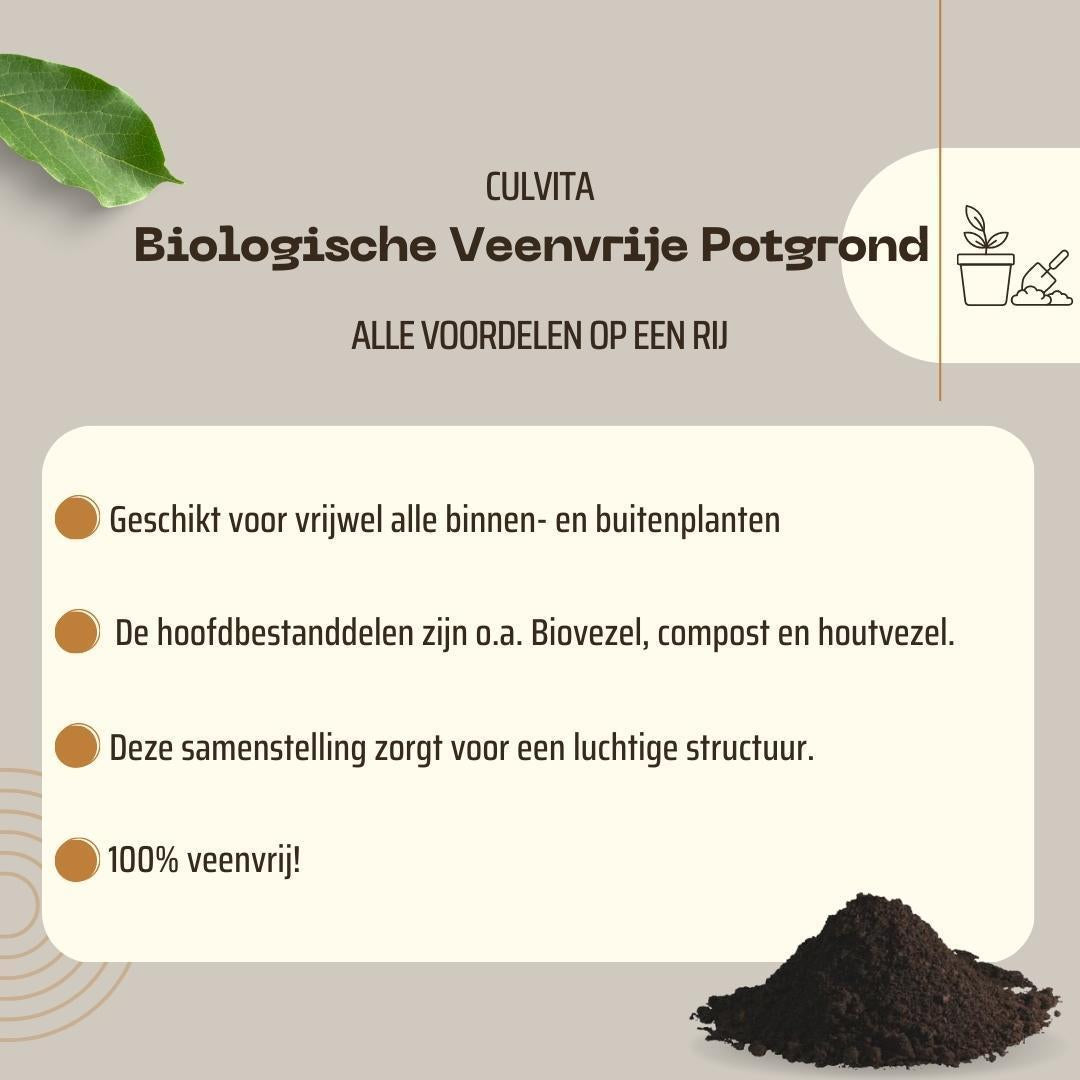 Biologische Veenvrije potgrond 40 liter - Potgrond voor kamerplanten & buitenplanten